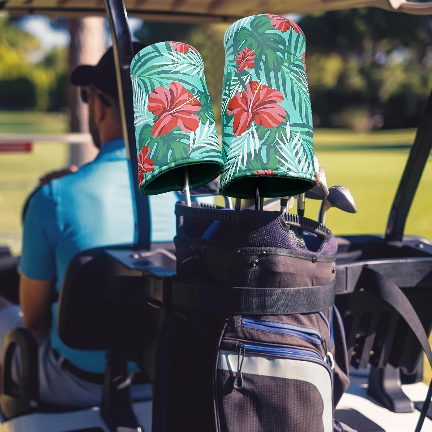 Golf Club Head Covers Driver Fairway Wood Hybrid with Barrel Design Protector Embroidered Leather