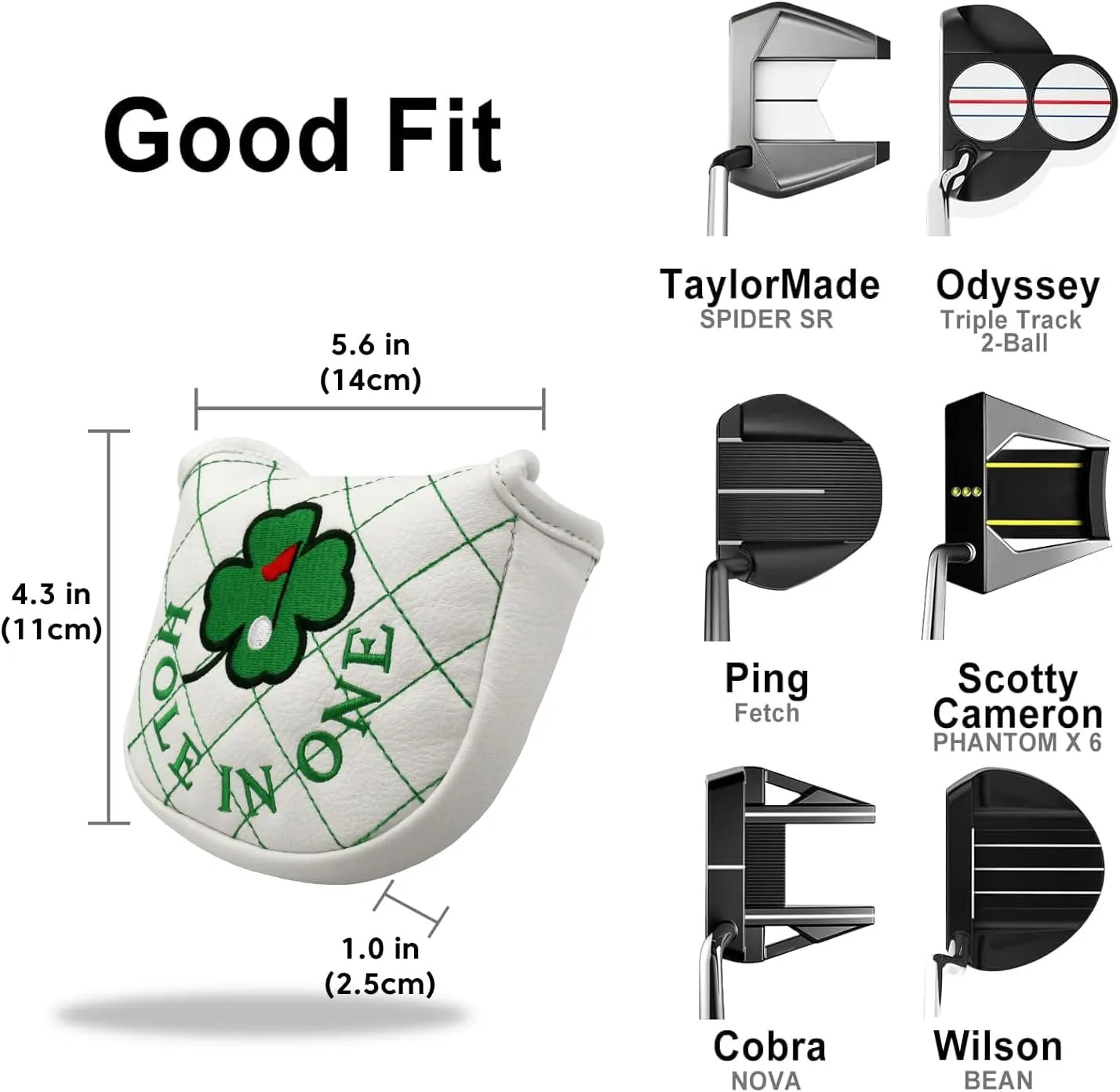 Golf Head Covers Mallet Putter Cover Headcover Magnetic Closure Embroidered Pattern Fit for Most Brands Scotty Cameron Odyssey Mallet Taylormade Ping ect.