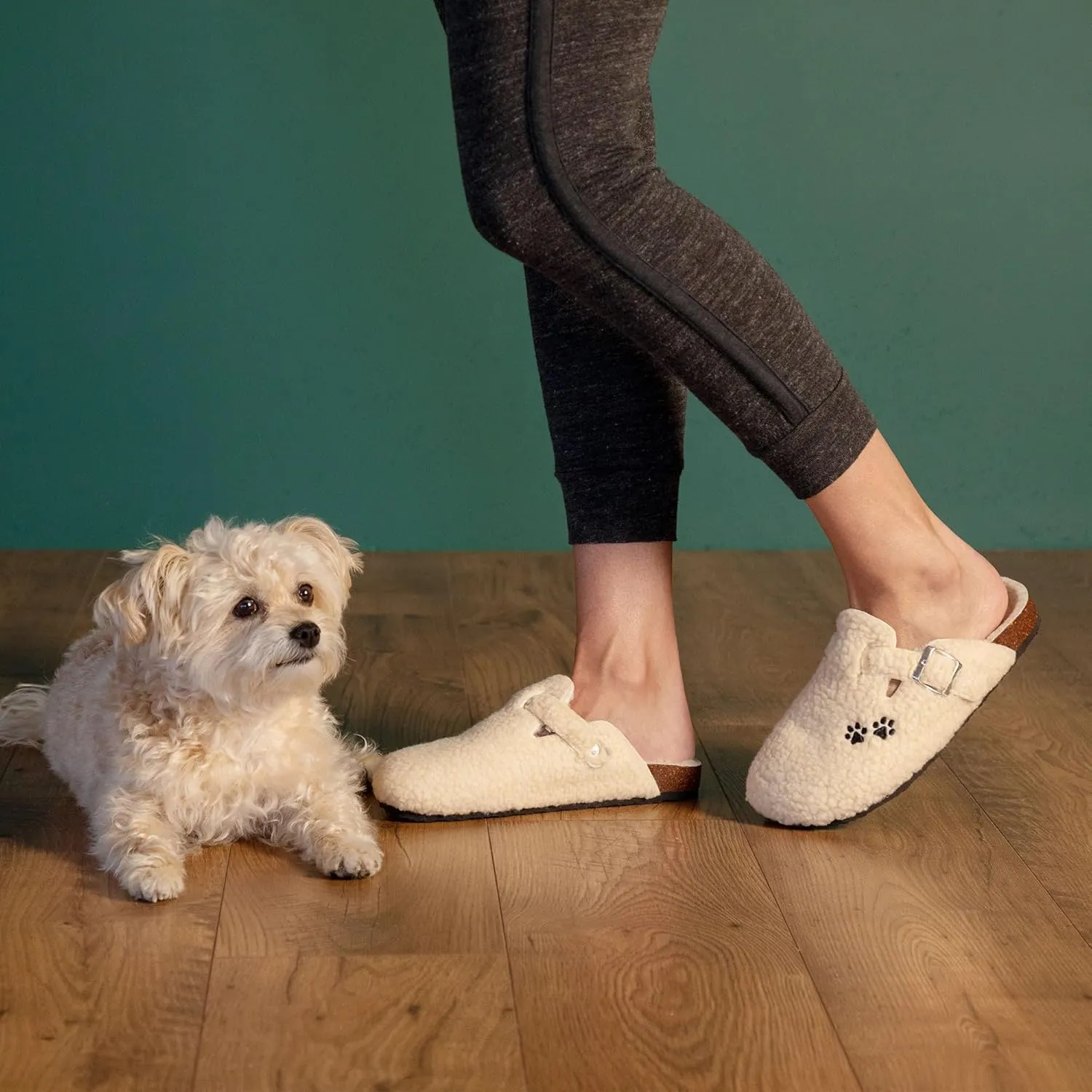 GreaterGood Paw Print Sherpa Clog Slippers