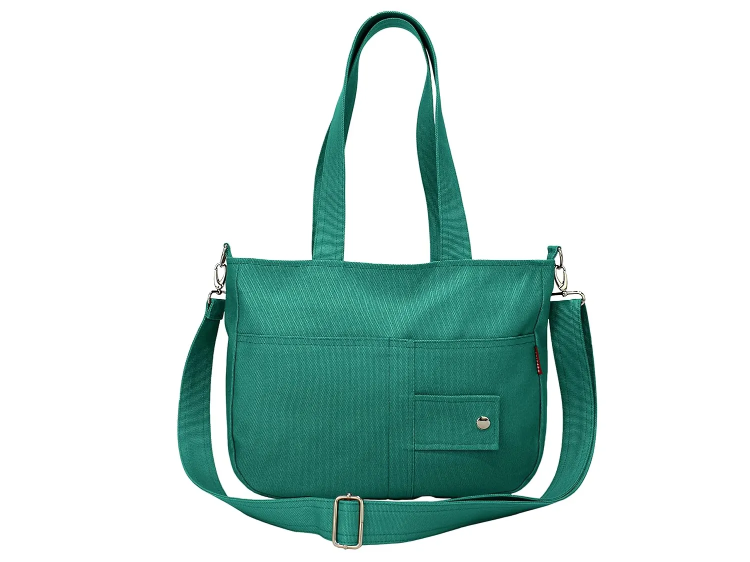 Green Canvas Shoulder Bag Cotton Crossbody Long Detachable Strap Washable Medium Size Casual Tote Shopping Bag Minimalist Cute Sling Purse