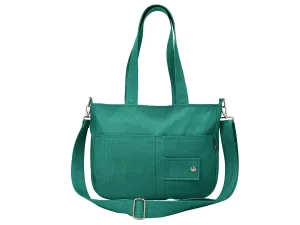 Green Canvas Shoulder Bag Cotton Crossbody Long Detachable Strap Washable Medium Size Casual Tote Shopping Bag Minimalist Cute Sling Purse