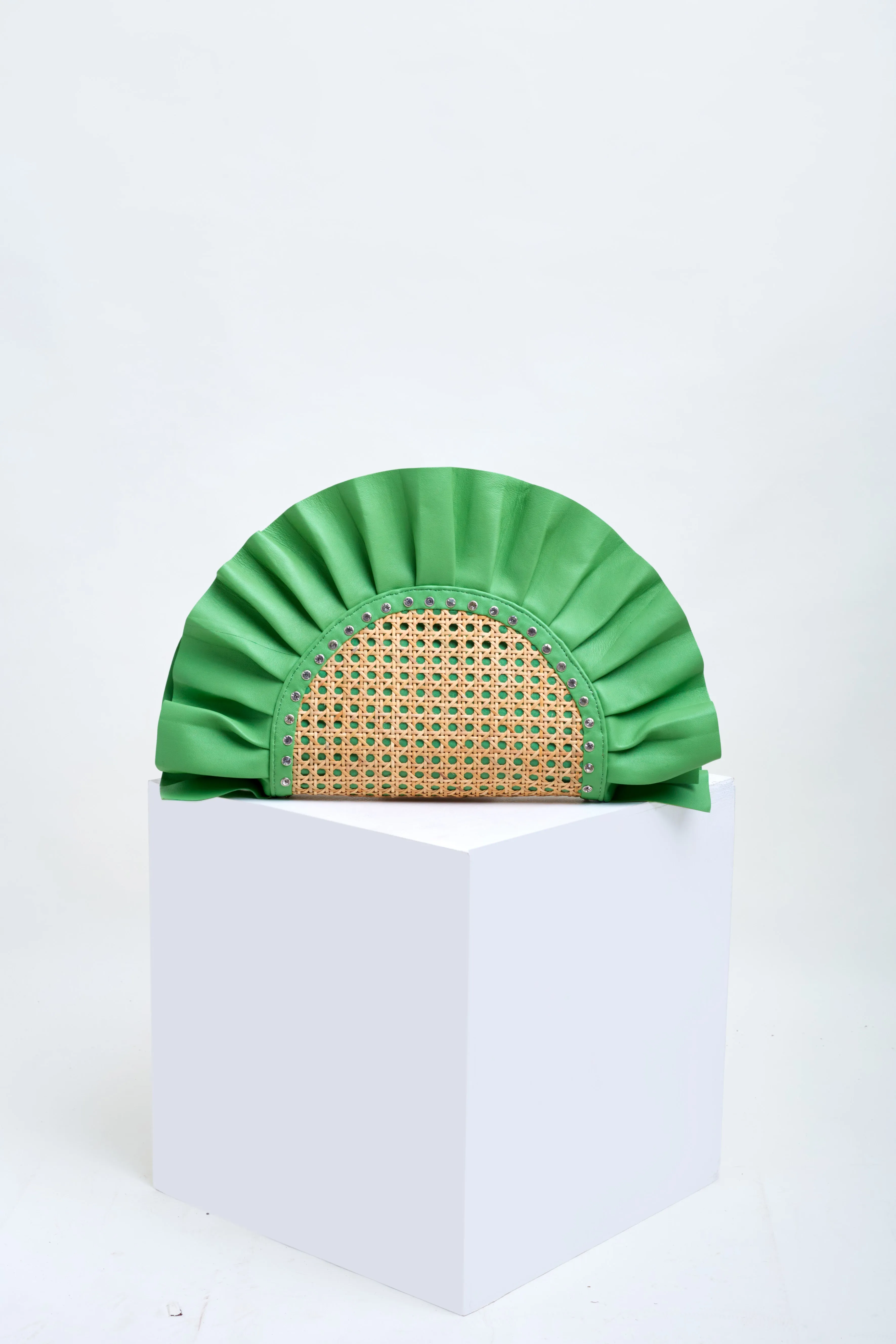 Green Frill Leather Oddbeat Clutch
