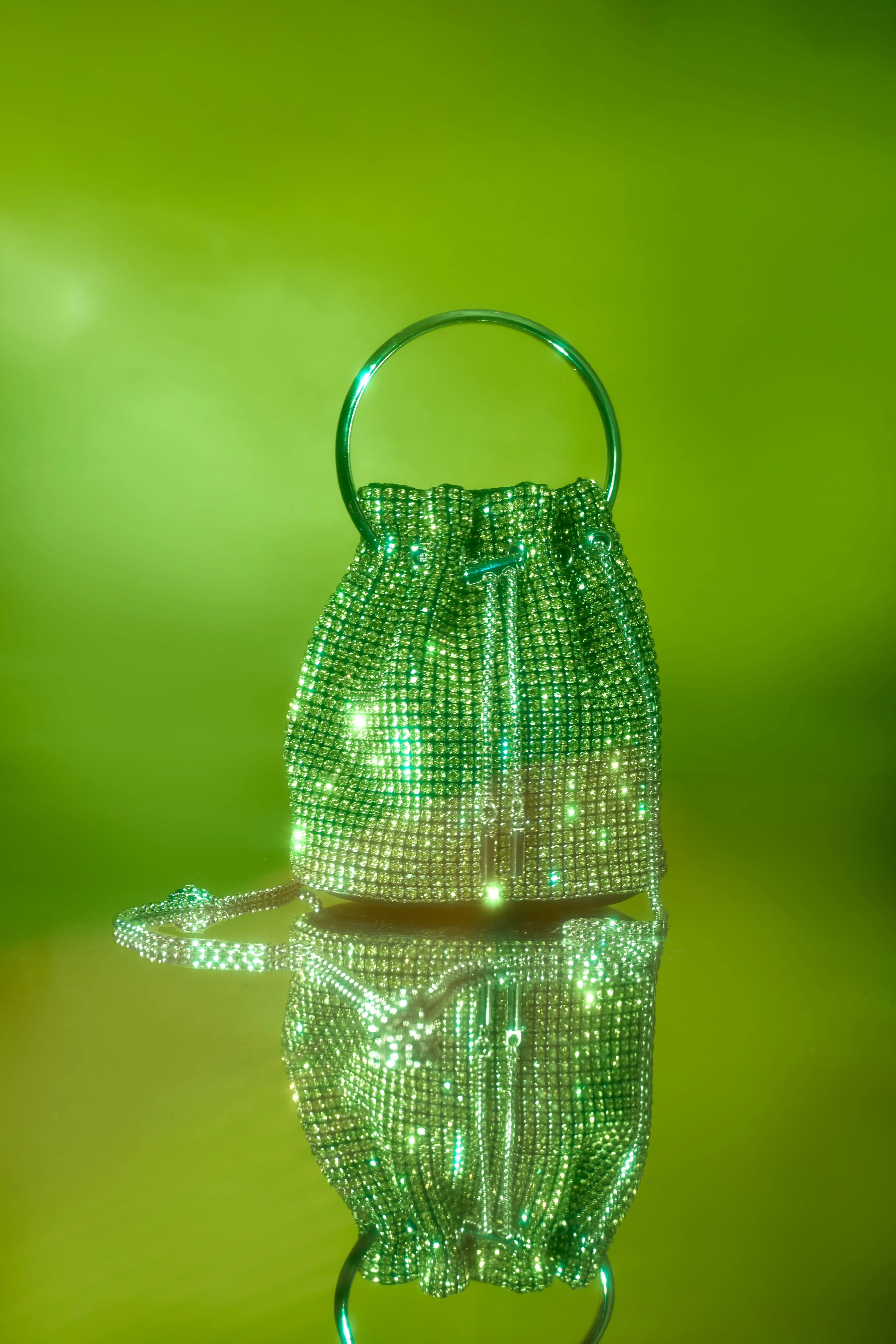 Green Party Clutch with Top Handle
