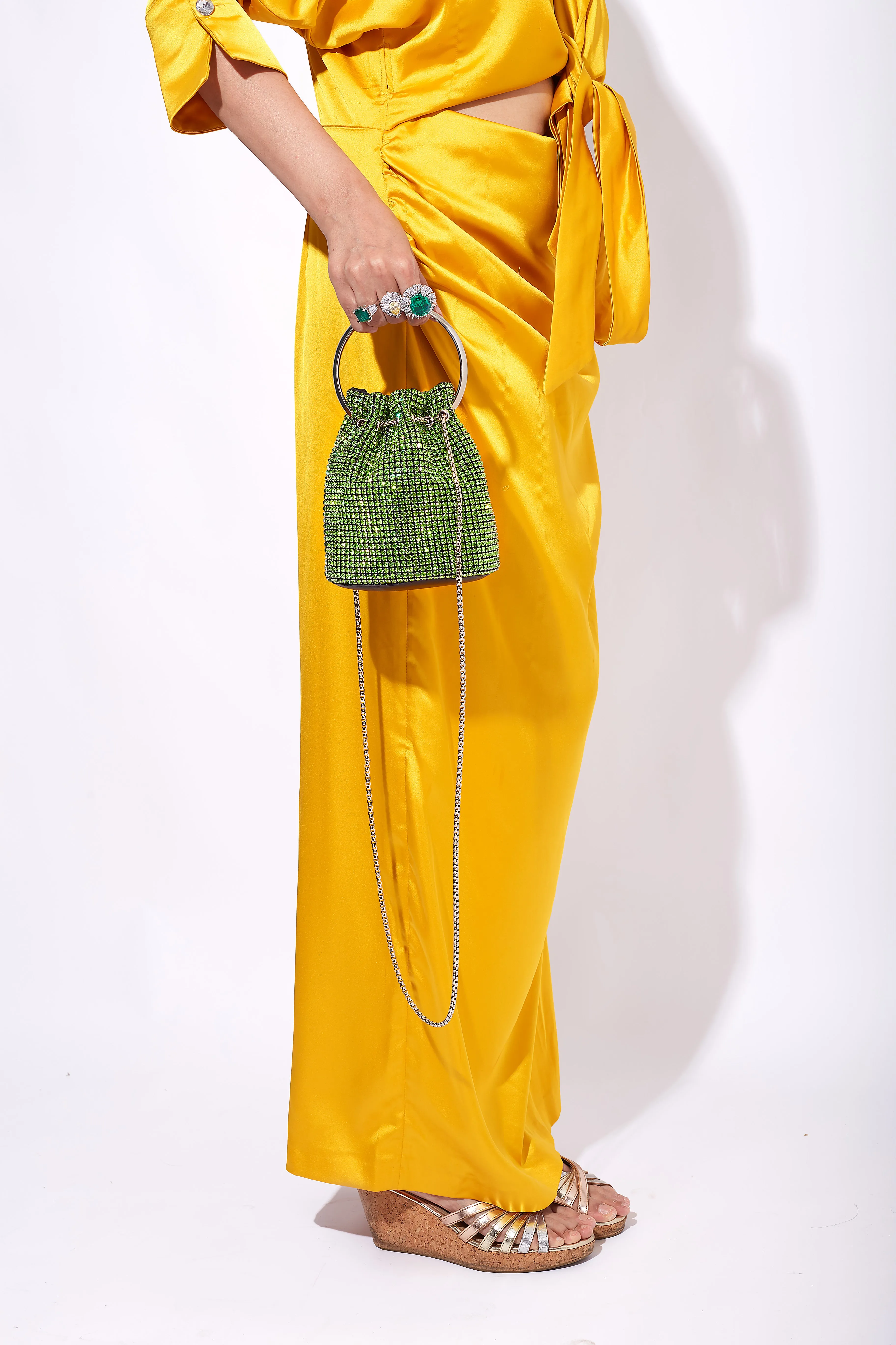 Green Party Clutch with Top Handle