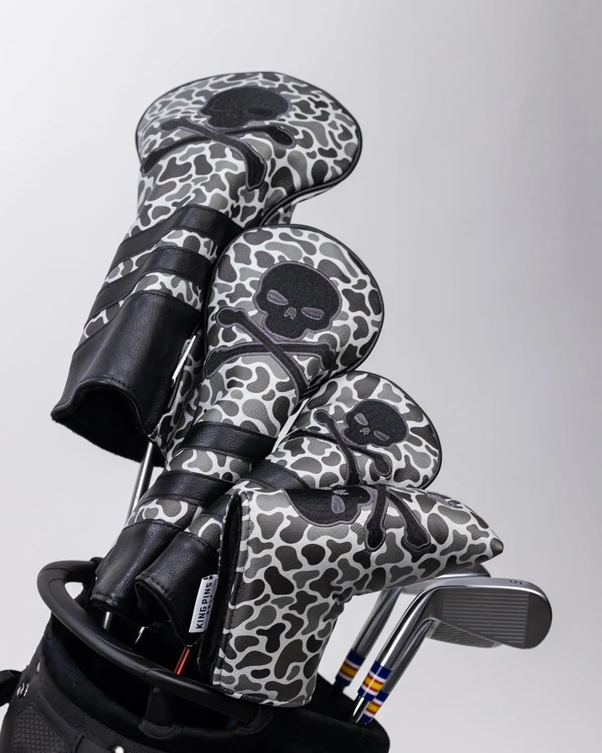 Grey Camo Headcovers - Premium Quality Golf Headcovers. Embroidered Hand-Made Leather, Stylish Golf Club Cover - Customize Your Golf Bag