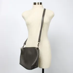 Grey Faux Leather Crossbody Bag
