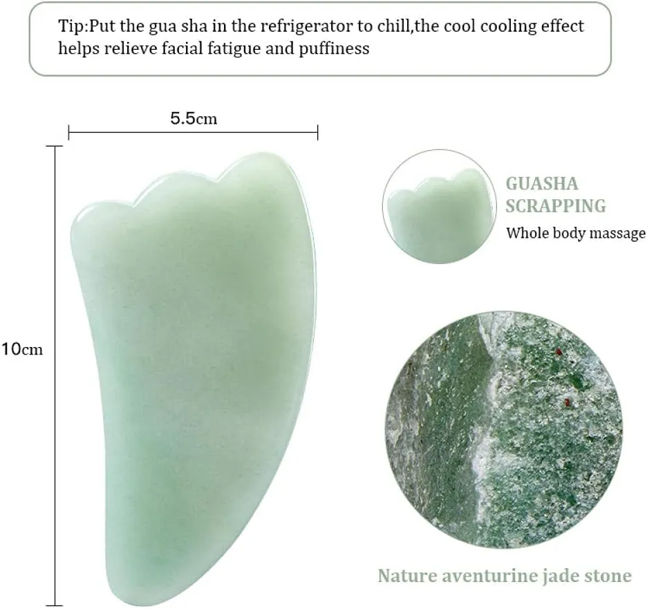 Gua Sha-Scraper Jade Natural Rose Face Massager Body Facial Skin Lifting Wrinkle Beauty Tools for Spa Care-Green-B