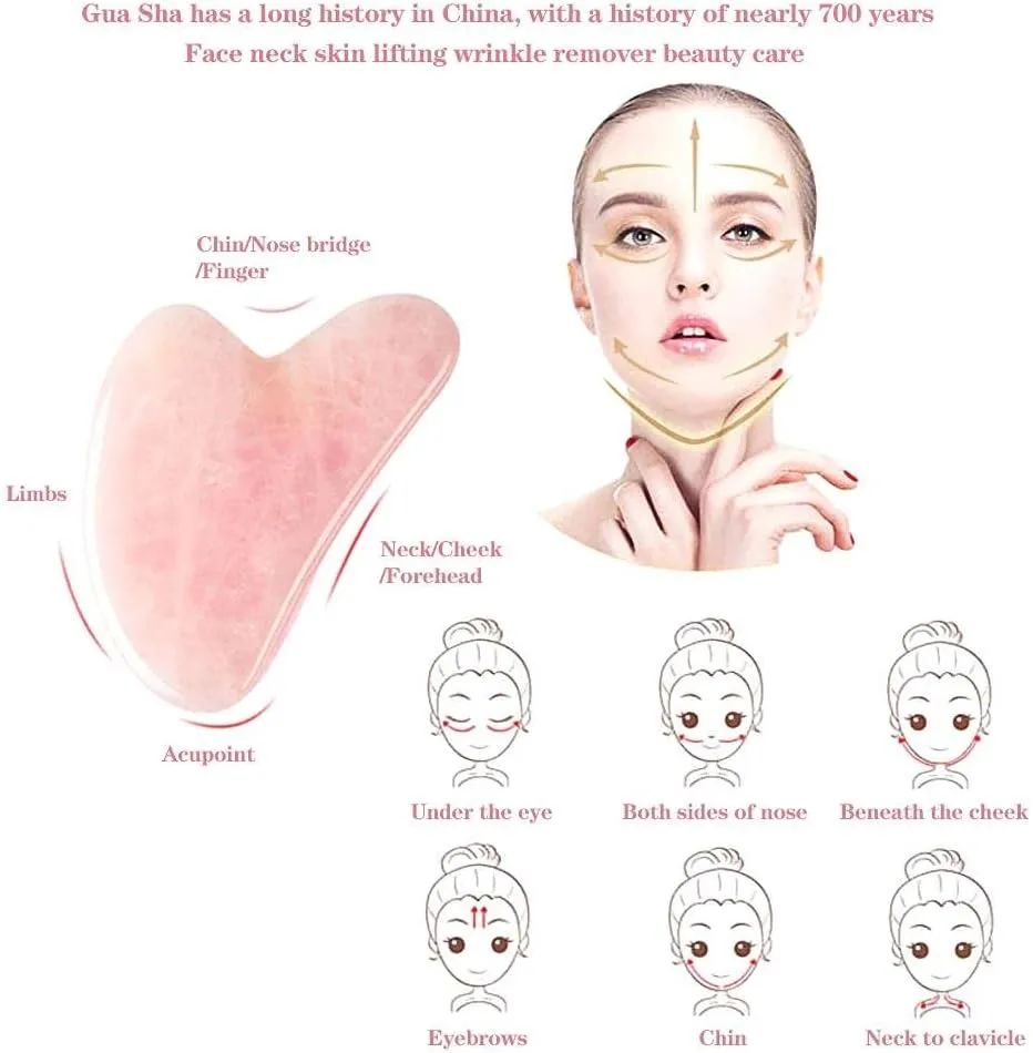Gua Sha-Scraper Jade Natural Rose Face Massager Body Facial Skin Lifting Wrinkle Beauty Tools for Spa Care-Green-B