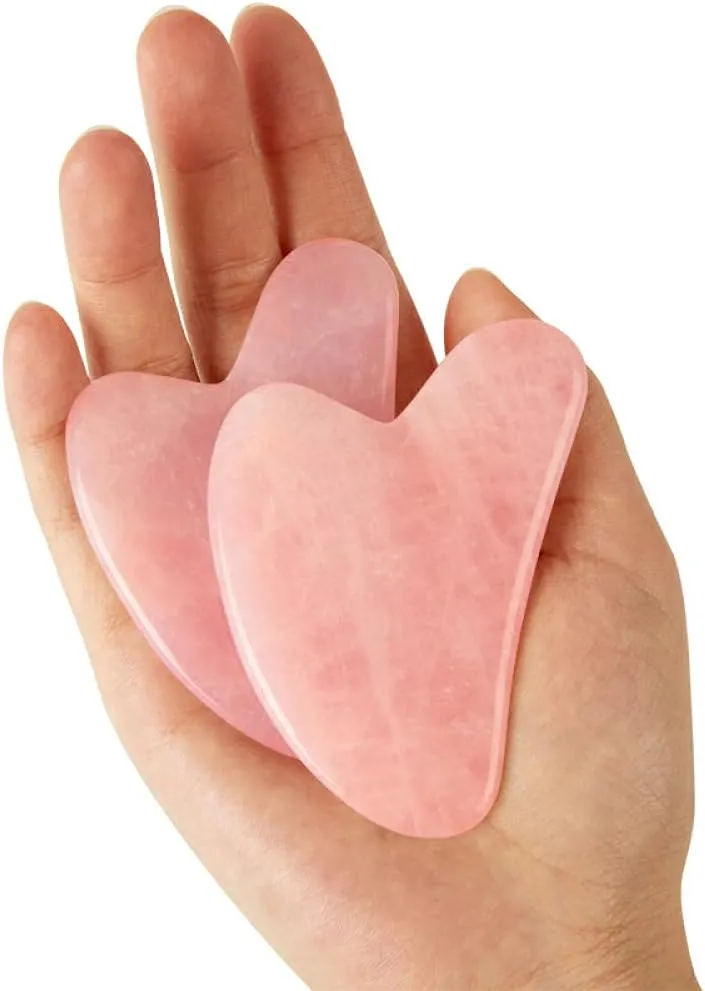 Gua Sha-Scraper Jade Natural Rose Face Massager Body Facial Skin Lifting Wrinkle Beauty Tools for Spa Care-Green-B