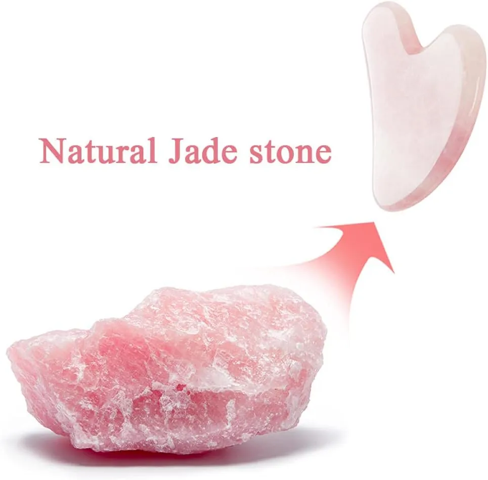 Gua Sha-Scraper Jade Natural Rose Face Massager Body Facial Skin Lifting Wrinkle Beauty Tools for Spa Care-Green-B