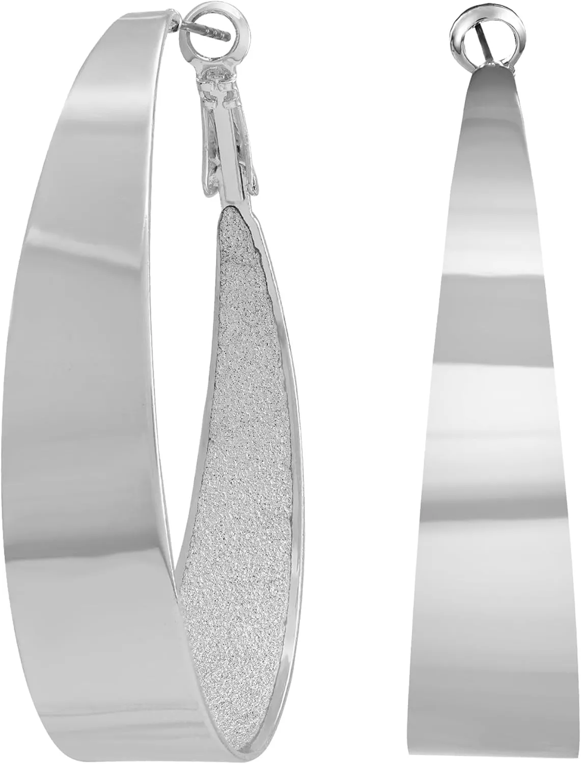 Guess Large Oval Glitter Hoop Earrings