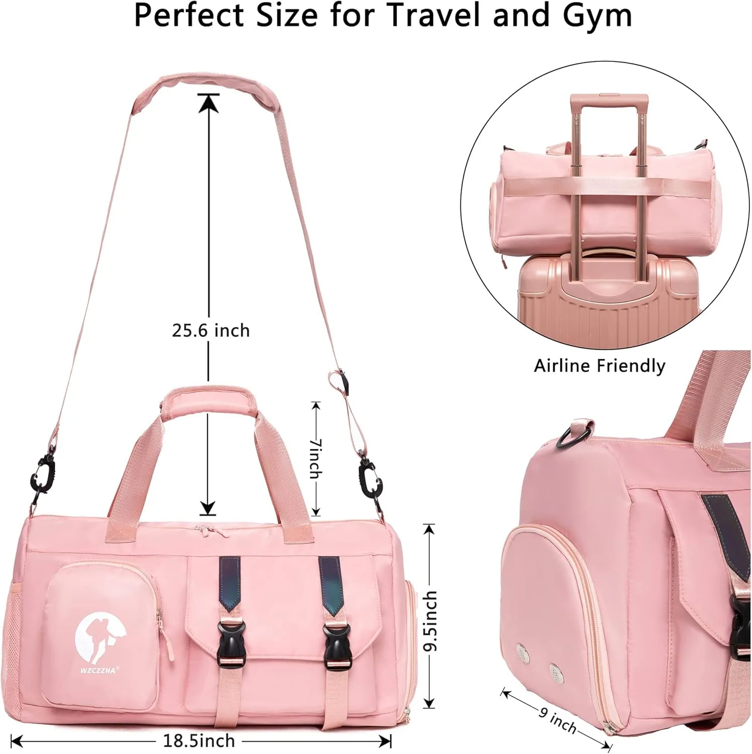 Gym Bag for Men and Women Small - 18.5"×9.5"×9" Duffel Travel Bag with Compartment, Gymnastics Equipment Bags