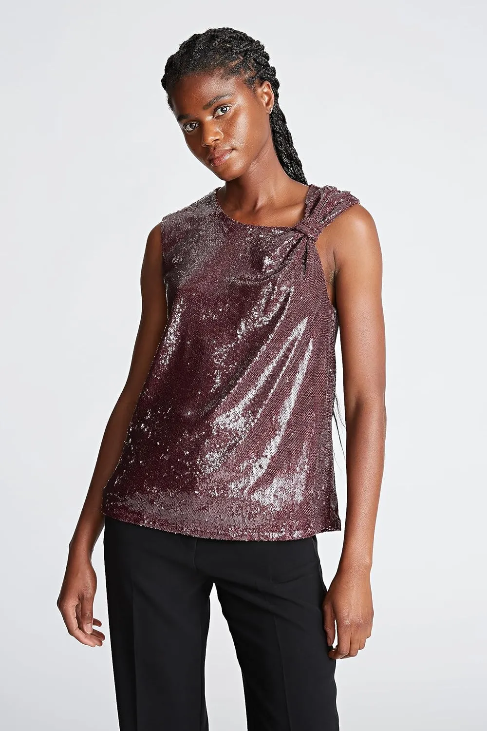 HALSTON Women's Cynthia Top in Sequins