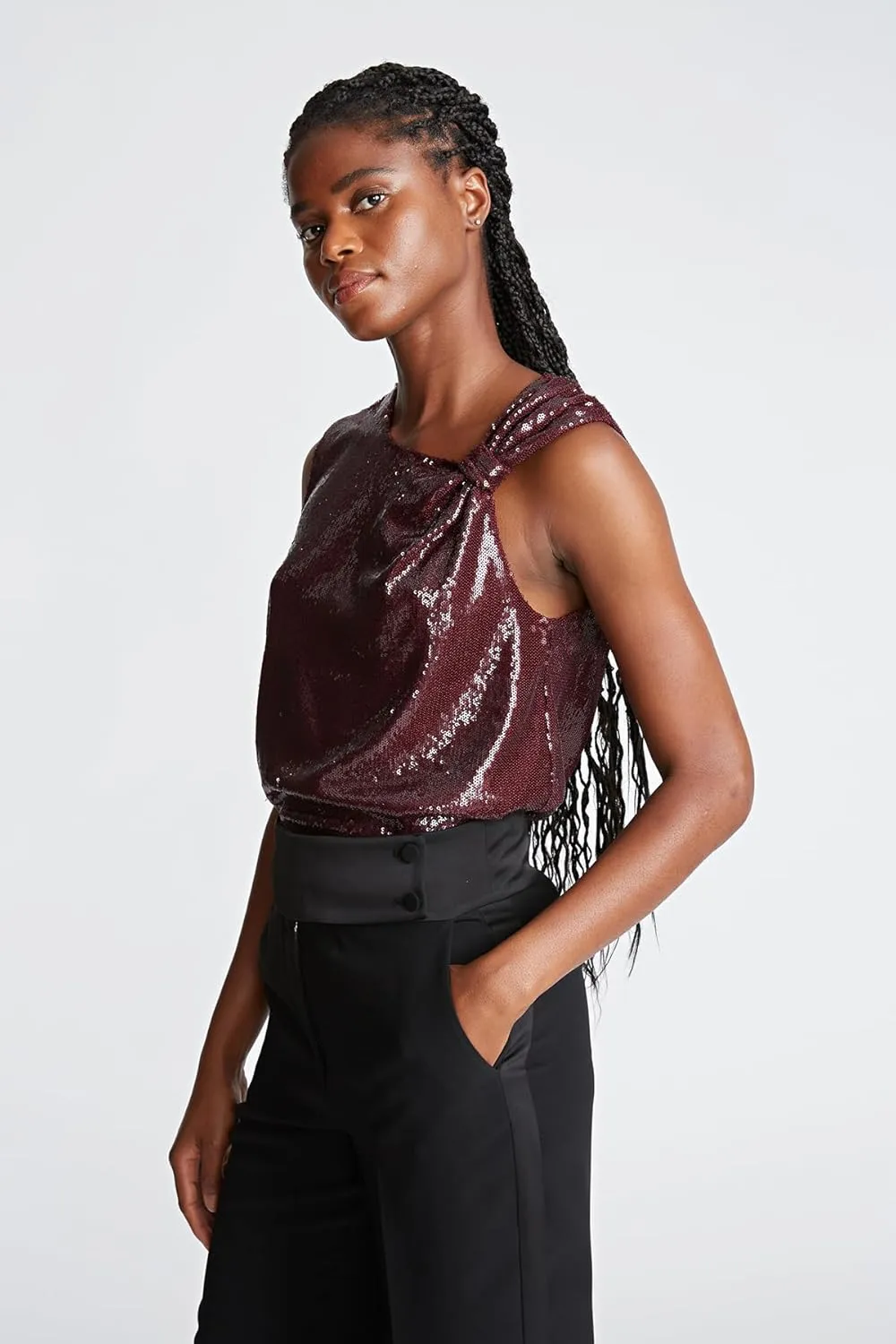 HALSTON Women's Cynthia Top in Sequins