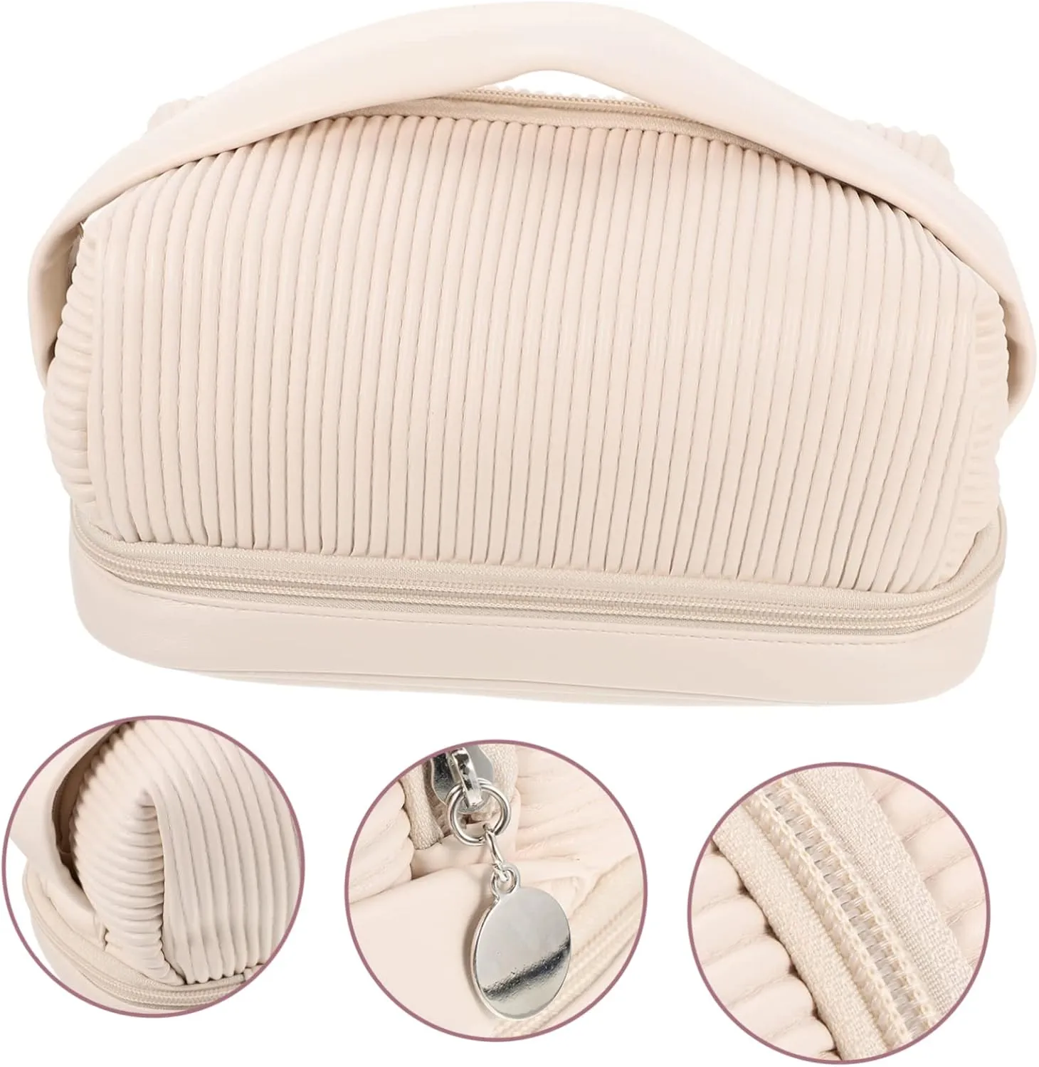 Hand Cosmetic Bag Tote Bag Large Capacity Organizing Bag Light Luxury Cosmetic Rack Travel, As Shown, 25x15cm