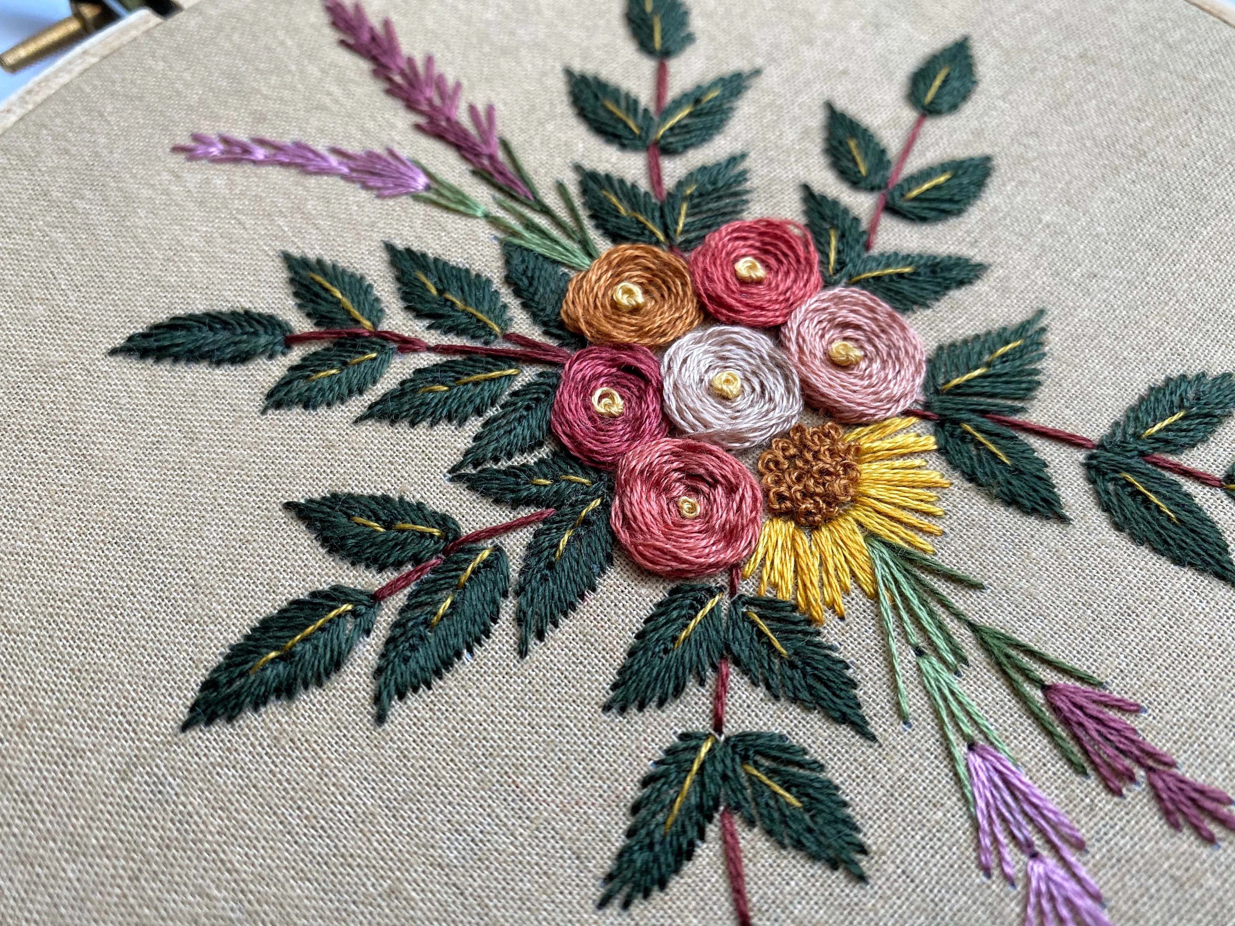 Hand Embroidered 6inch Hoop - Floral