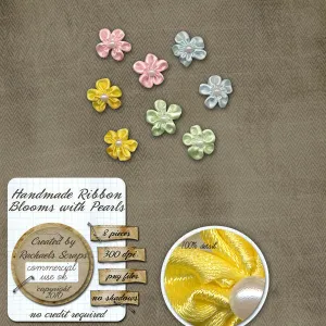 Handmade Ribbon Blooms with Pearls