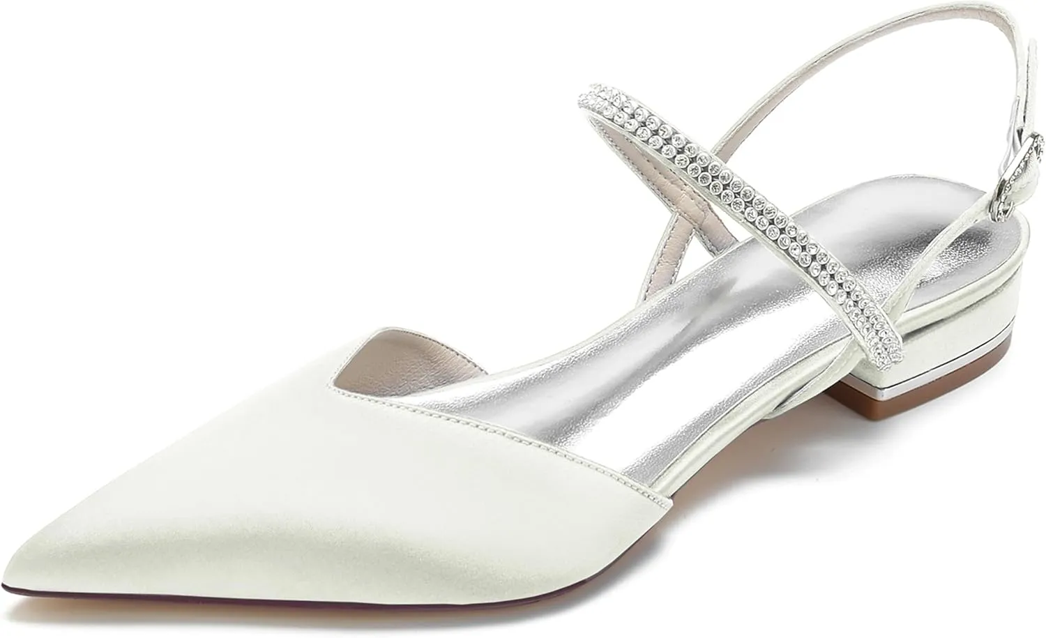 Hanfike Girls Womens Slingback Flats Shoes for Wedding Rhinestones Pointed Toe Party Shoes JY208