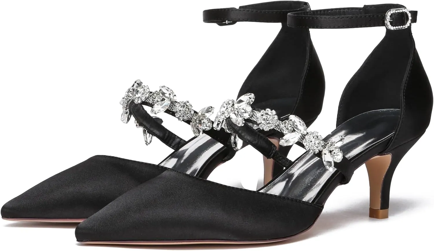 Hanfike Womens Shoes for Wedding Dress Ankle Strap Low Heel Bridal Formal Party Pumps JY034