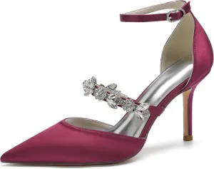 Hanfike Womens Shoes for Wedding Dress Ankle Strap Low Heel Bridal Formal Party Pumps JY034