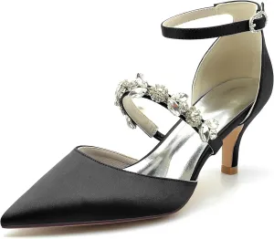 Hanfike Womens Shoes for Wedding Dress Ankle Strap Low Heel Bridal Formal Party Pumps JY034
