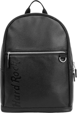 Hard Rock Debossed Logo Pebbled PU Backpack Blk