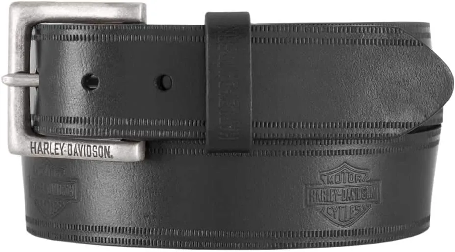 Harley-Davidson Men's Low Ride B&S Genuine Leather Belt - Antique Nickel Buckle