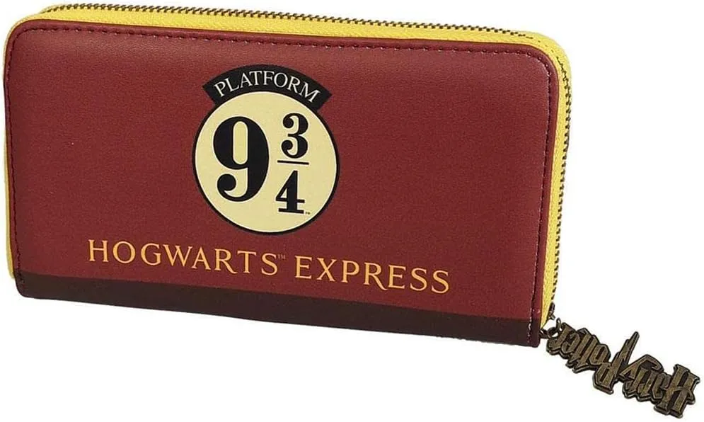 Harry Potter Platform 9 3/4 Purse (Unisex-Adults, Burgundy/Gold, Faux Leather, Wallet)