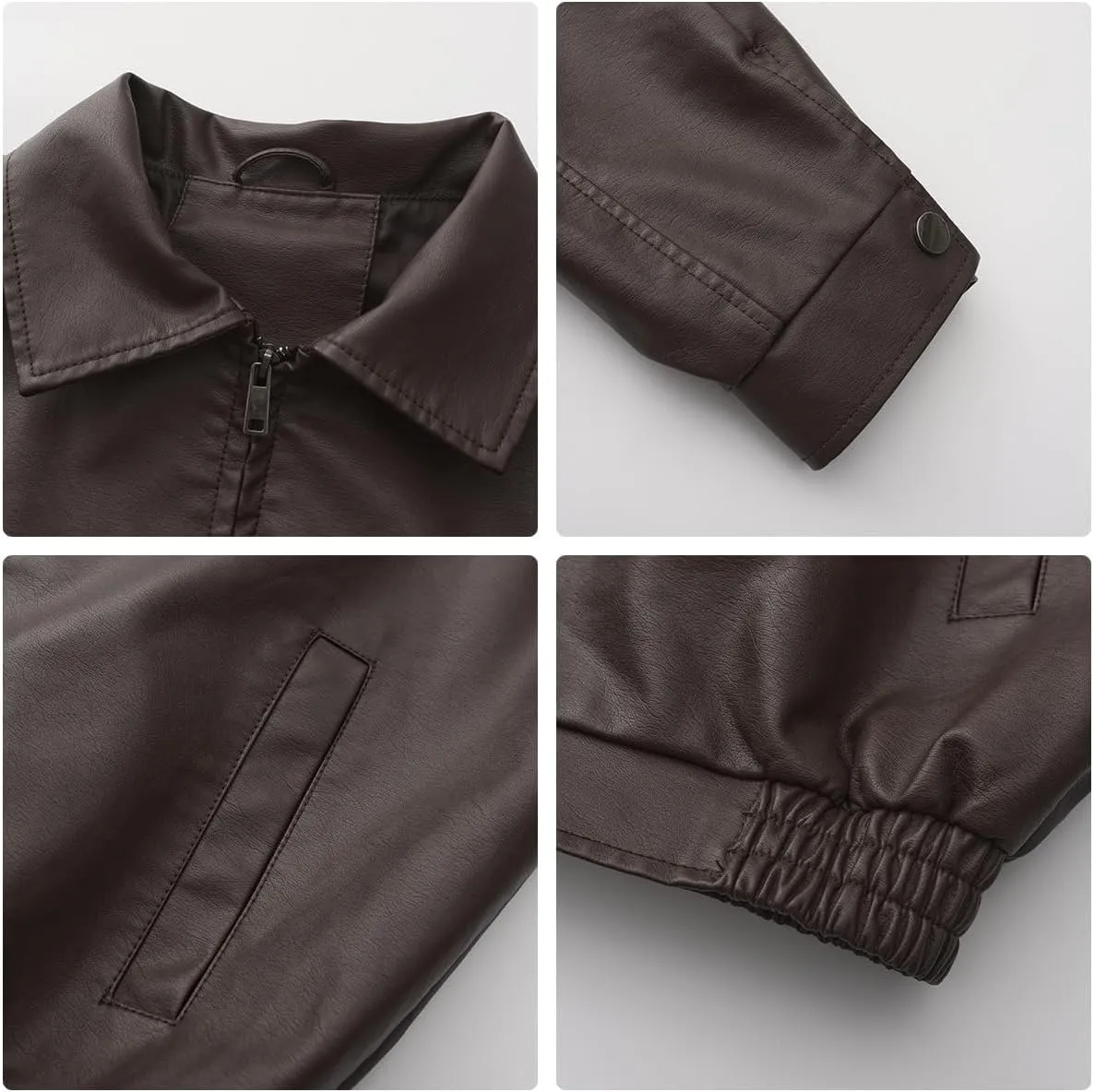 hathne Women's Oversized Leather Jackets Faux Zip Up Fall Fashion Motorcycle Jackets Coats Winter Clothes