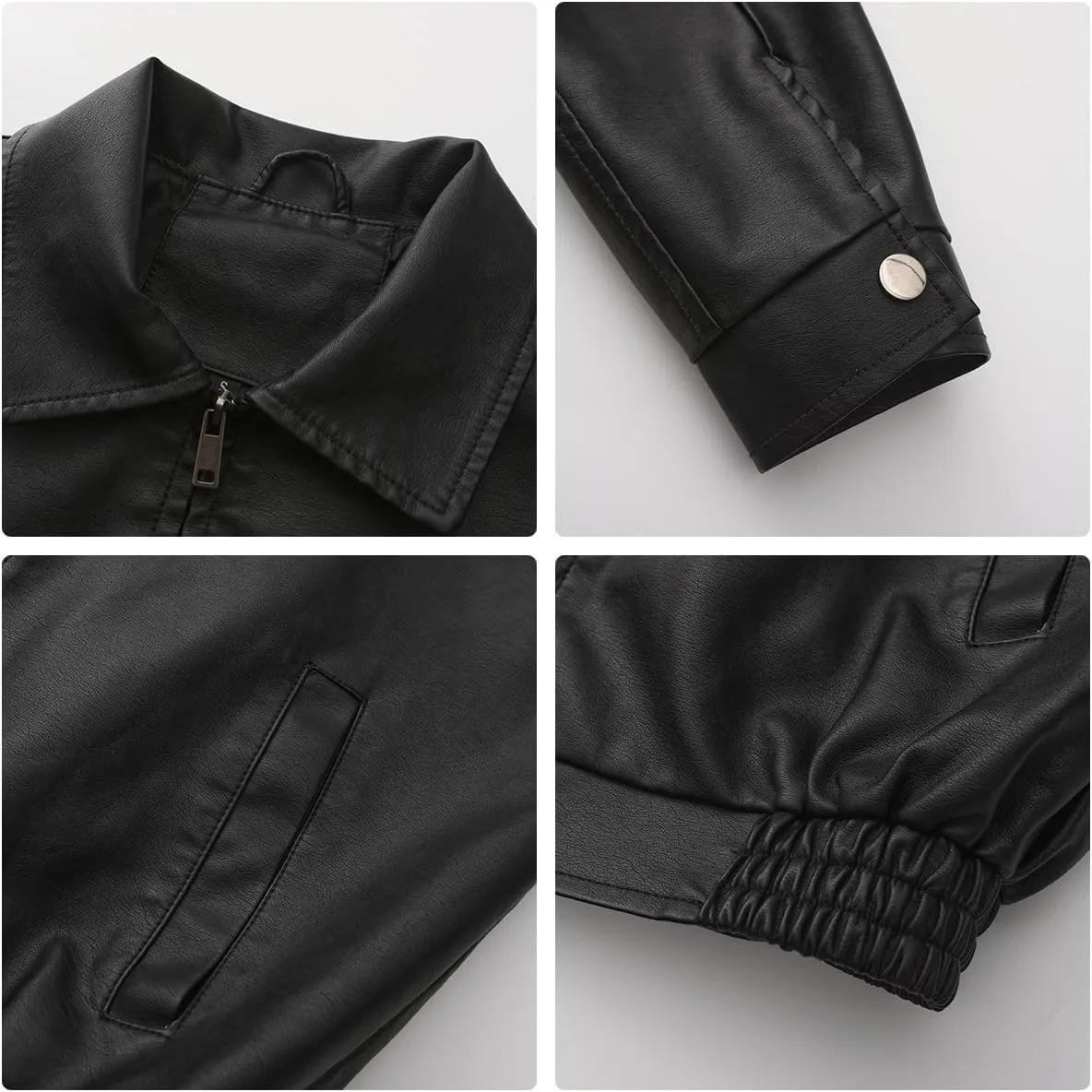 hathne Women's Oversized Leather Jackets Faux Zip Up Fall Fashion Motorcycle Jackets Coats Winter Clothes