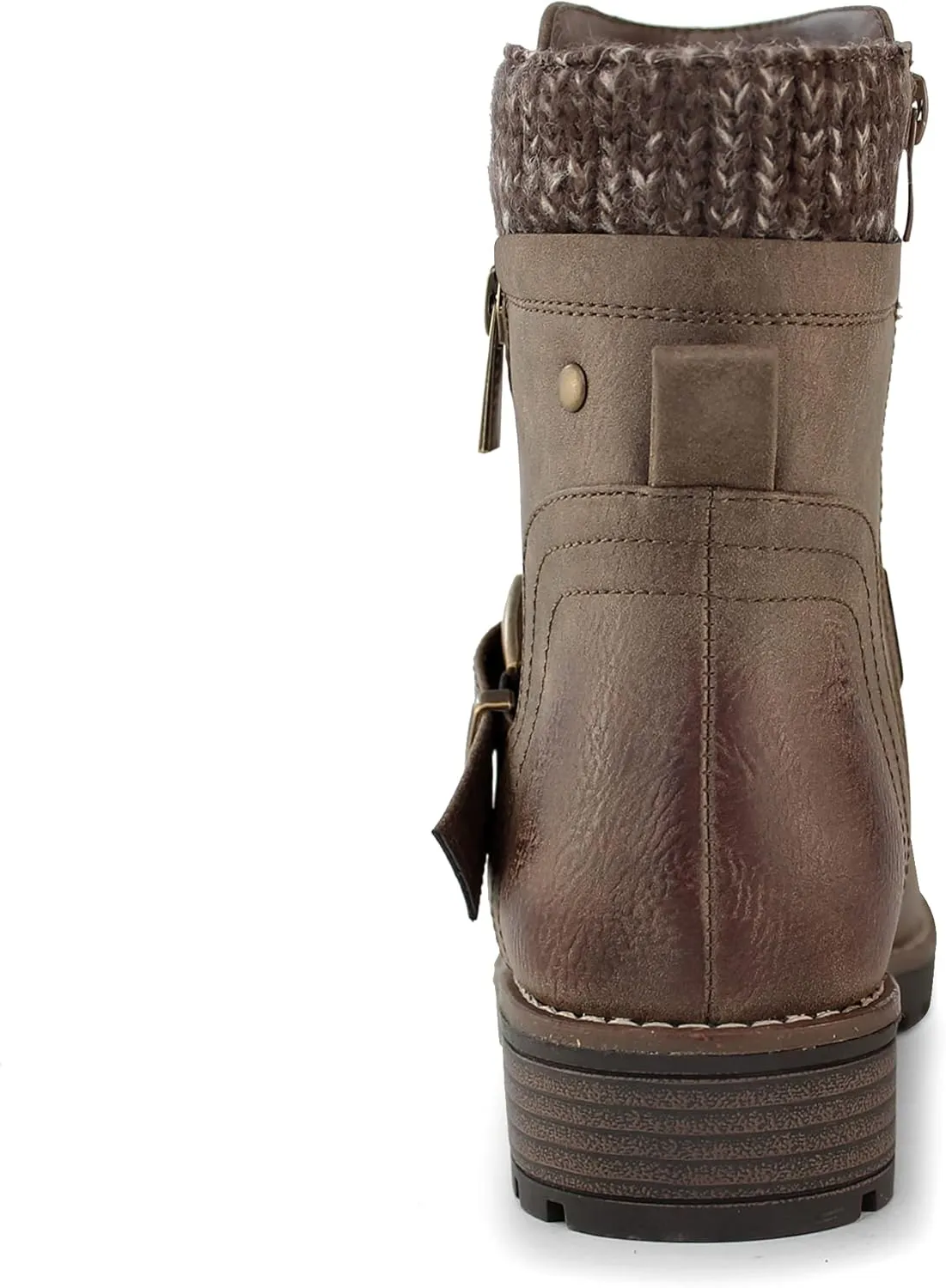 Hawkwell Women's Combat Boots Fashion Side Zipper Buckle Ankle Booties