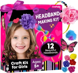Headband Making Kit for Girls - Make Your Own Fashion Headbands for Kids - DIY Hair Accessories for Girls 4-6 - Arts & Crafts Best Birthday Gifts Ideas - Art Gift for 4 5 6 7  Year Old Girl