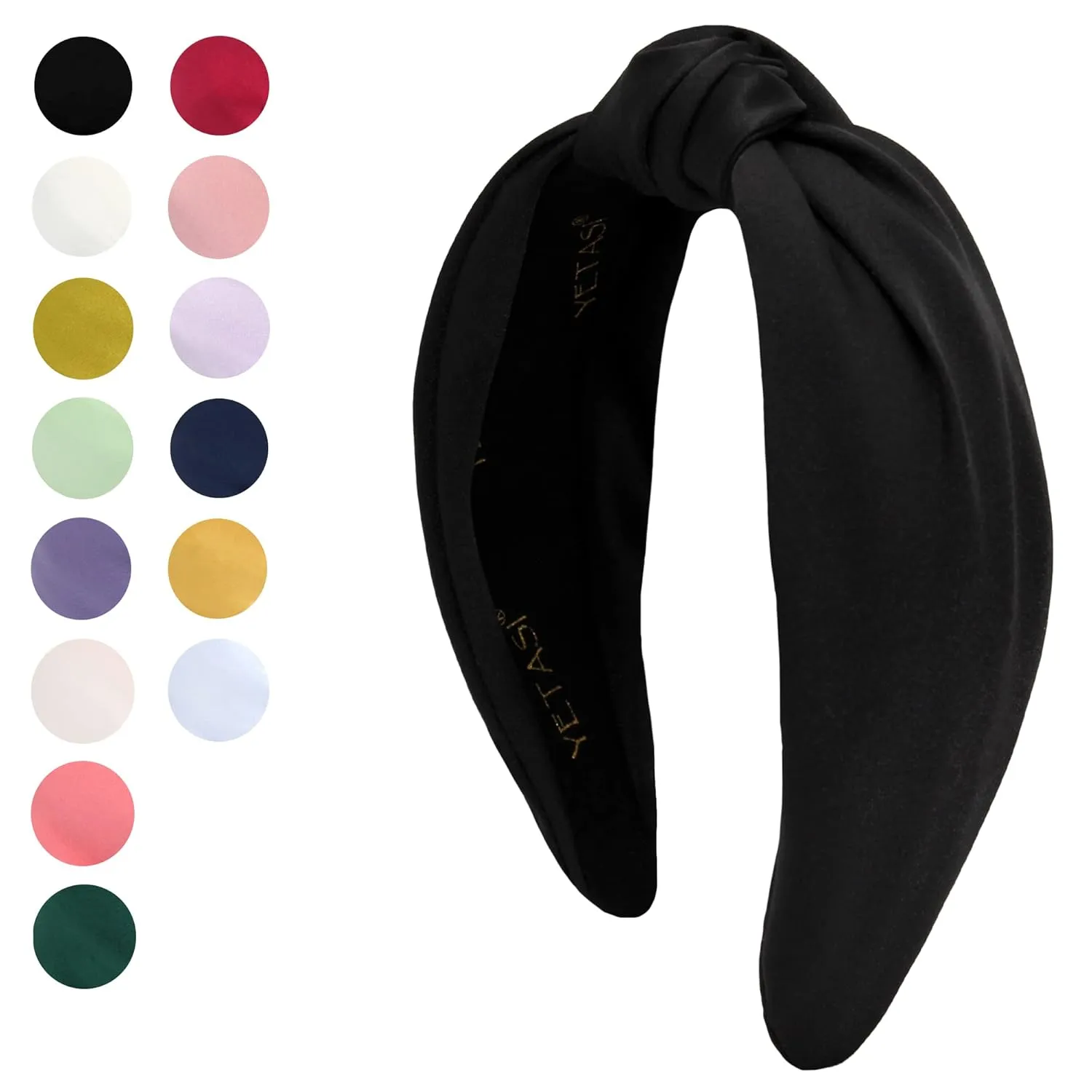 Headbands for Women Black Satin,Elegant Knotted Headband for Women Made of Non-Slip Silk Quality Satin Fabric, Top Knot Head band is Womens Headbands Fashion Designer