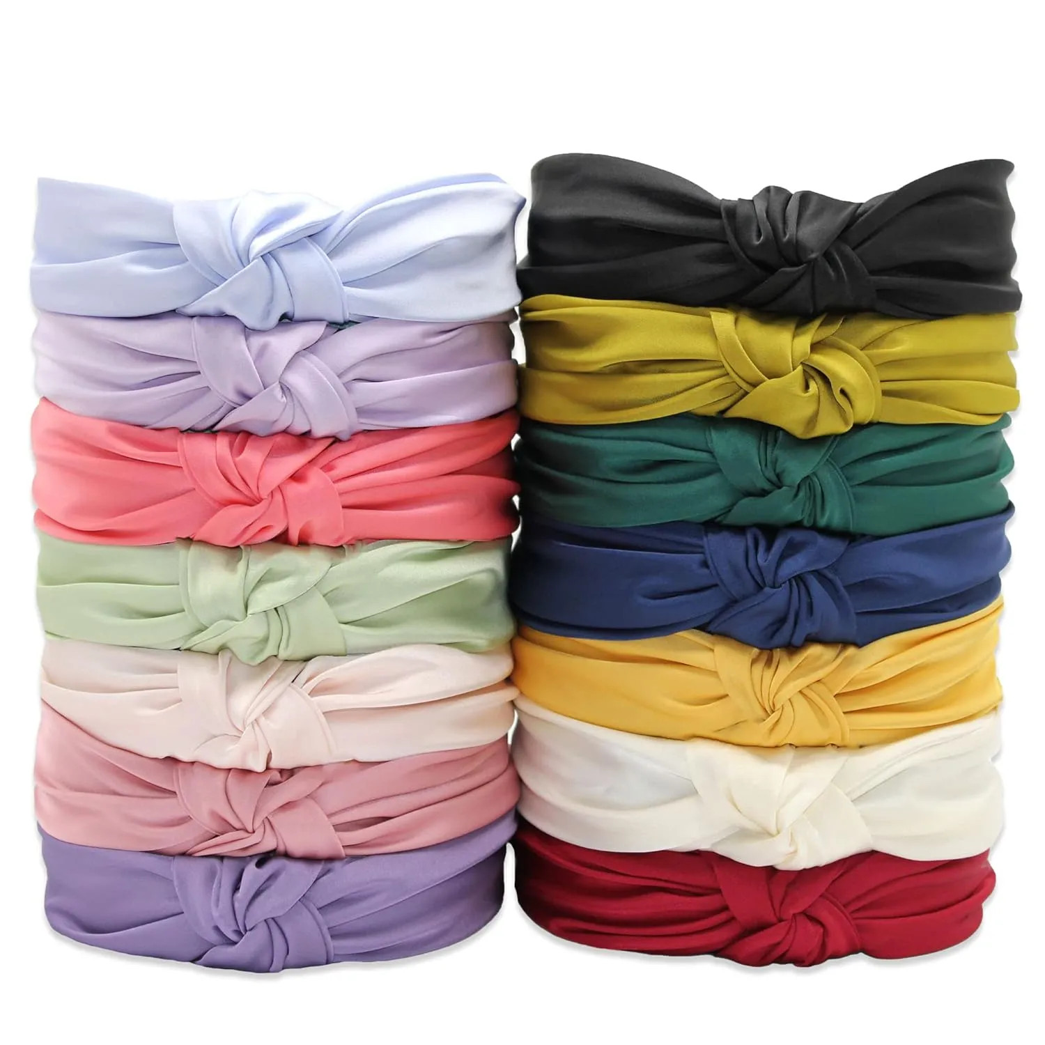 Headbands for Women Black Satin,Elegant Knotted Headband for Women Made of Non-Slip Silk Quality Satin Fabric, Top Knot Head band is Womens Headbands Fashion Designer