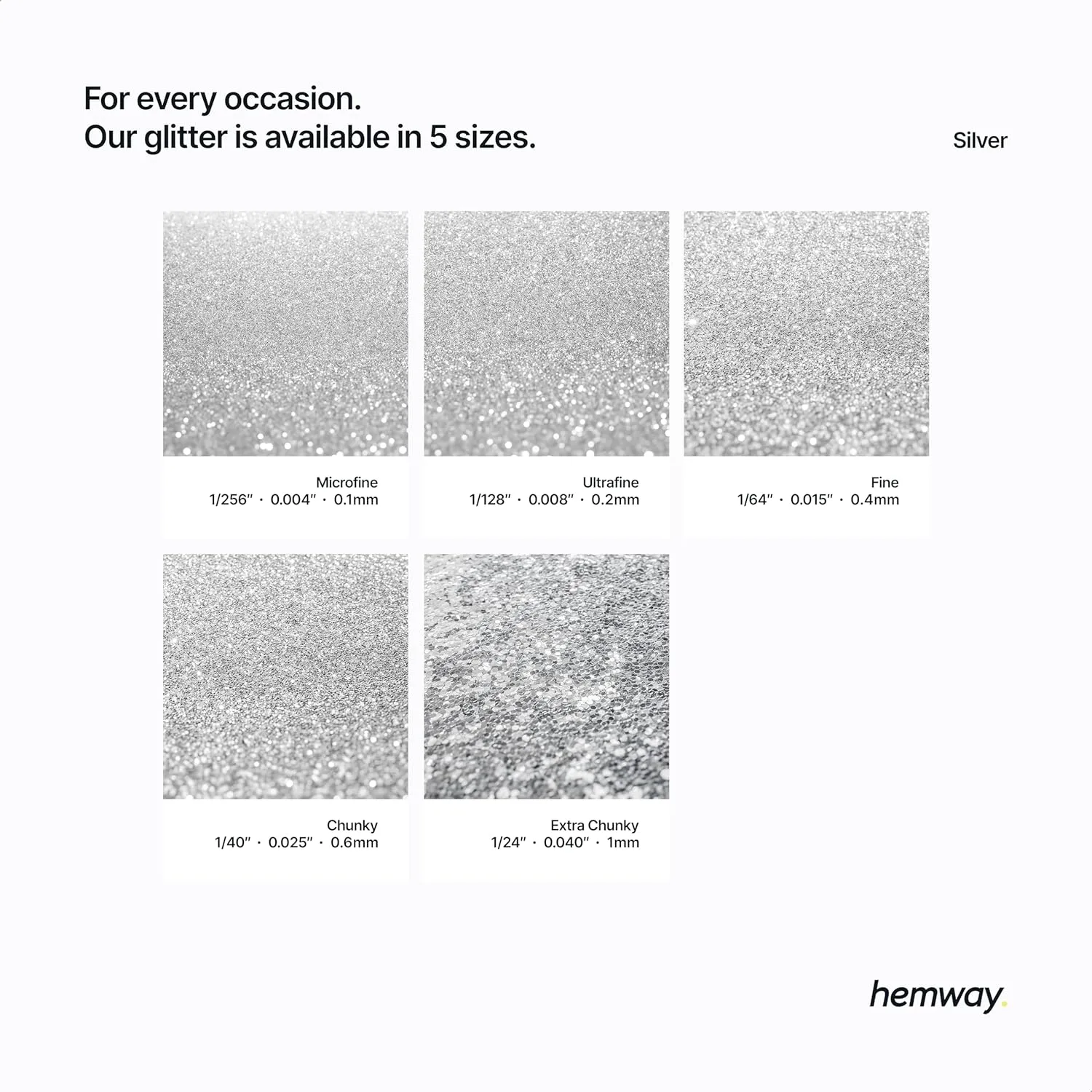 Hemway Glitter Paint Additive Glitter Crystals for Acrylic Paint, Interior & Exterior Walls, Wood, Varnish, Furniture, Matte, Gloss, Satin, Silk - 100g / 3.5oz - Silver