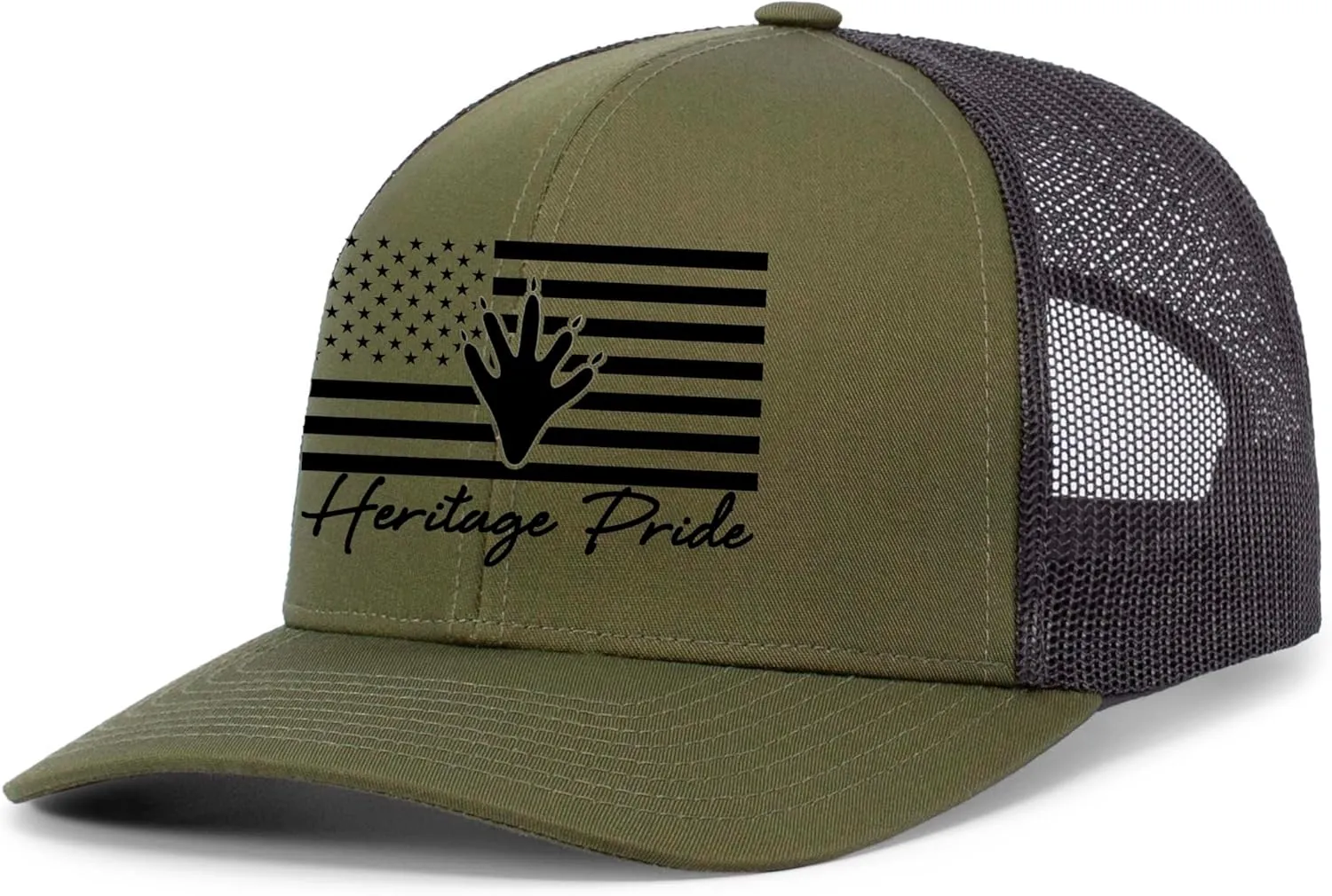Heritage Pride Mens American Flag Turkey Track Mesh Back Trucker Hat Baseball Cap