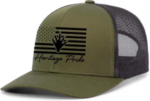 Heritage Pride Mens American Flag Turkey Track Mesh Back Trucker Hat Baseball Cap