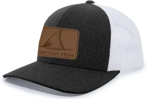 Heritage Pride Redfish Fin Laser Engraved Leather Mens Trucker Hat Baseball Cap