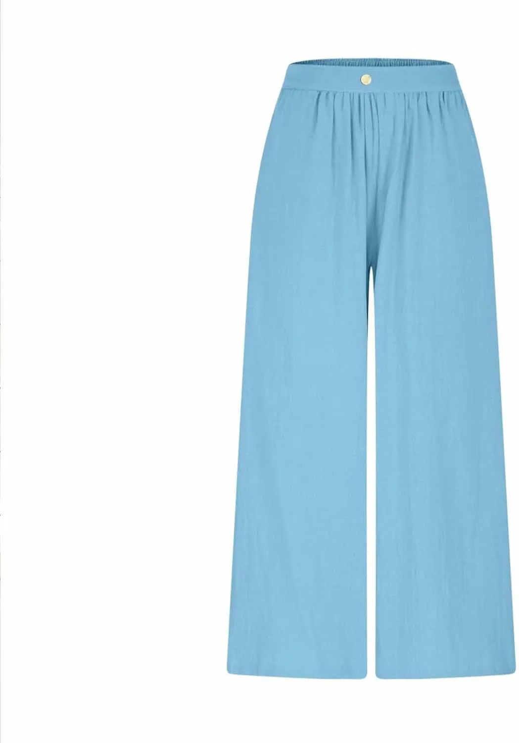 HGps8w Women's Summer Cotton Linen Loose Cropped Palazzo Pants Trendy Wide Leg High Waisted Lounge Trousers with Pockets