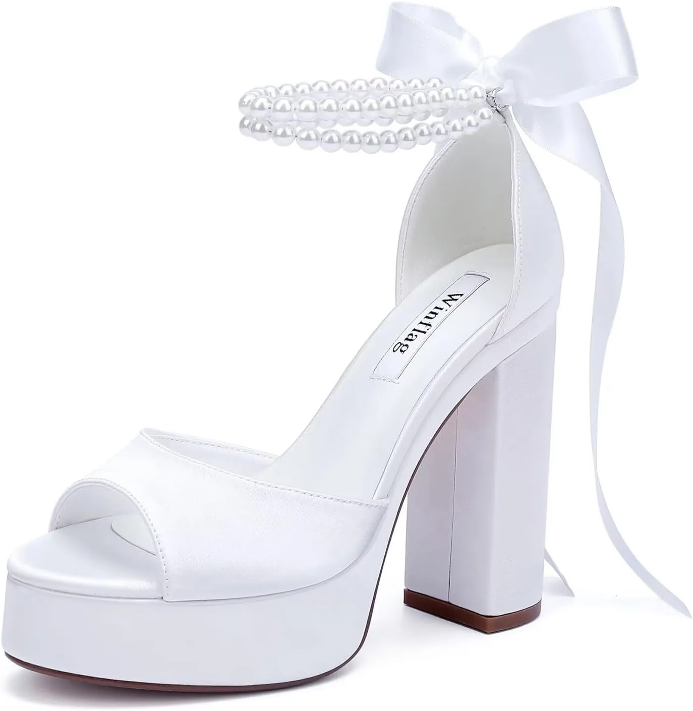 High Heel Platform Bridal Shoes Pearl Heels Wedding Shoes for Bride Platform Heeled Wedding Sandals