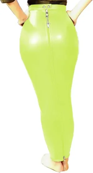 High Waist Sissy Long Hobble Skirts Exotic Faux Leather Lockable One-Step Bodycon Skirts