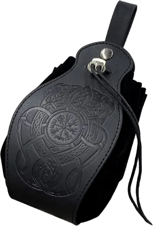HiiFeuer Medieval Faux Leather Pouch, Portable Drawstring Purse, Vintage Belt Pouch Dice Bag For LARP Ren Faire