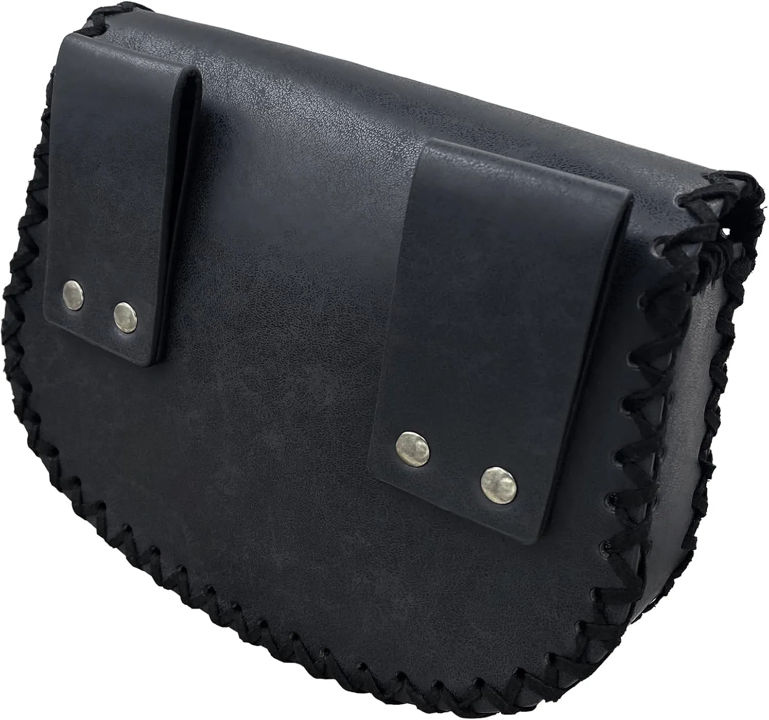 HiiFeuer Viking Embossed Belt Bag, Vintage Medieval Faux Leather Side Pack, Middle Ages Portable Belt Pouch For LARP Ren Faire (Black B)