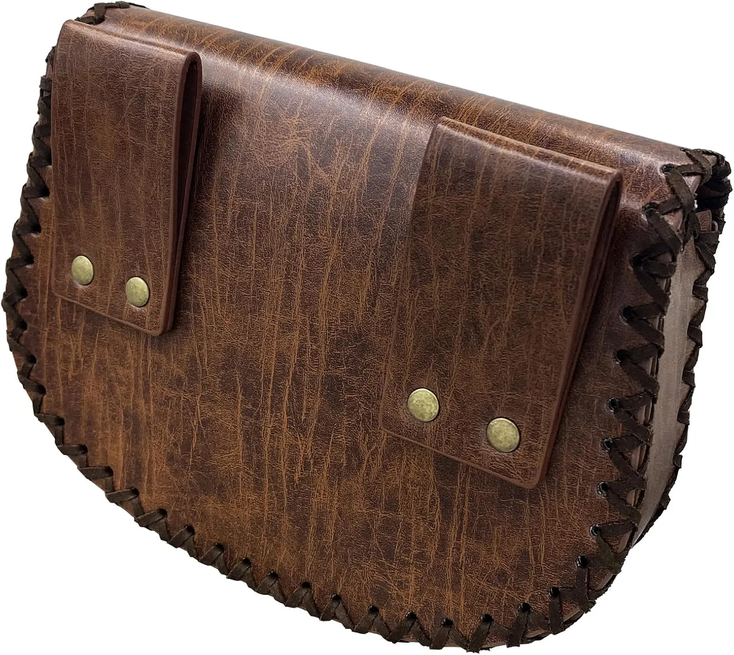 HiiFeuer Viking Embossed Belt Bag, Vintage Medieval Faux Leather Side Pack, Middle Ages Portable Belt Pouch For LARP Ren Faire (Brown B)