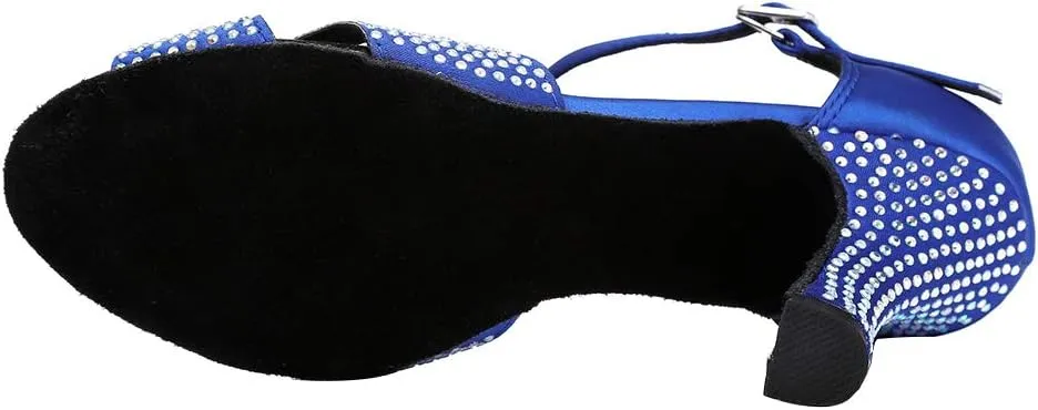 HIPPOSEUS Women's Latin Dance Shoes Rhinestones Ballroom Party Dance Practice Performance Shoes,Model 419