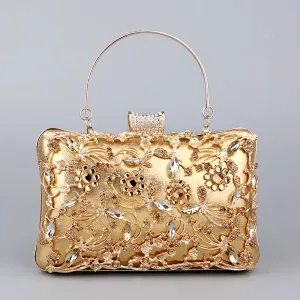 Hollow Out Style Women Evening Bags Rhinestones Metal Luxury Design Day Clutch Rhinestones Shoulder Party Purse
