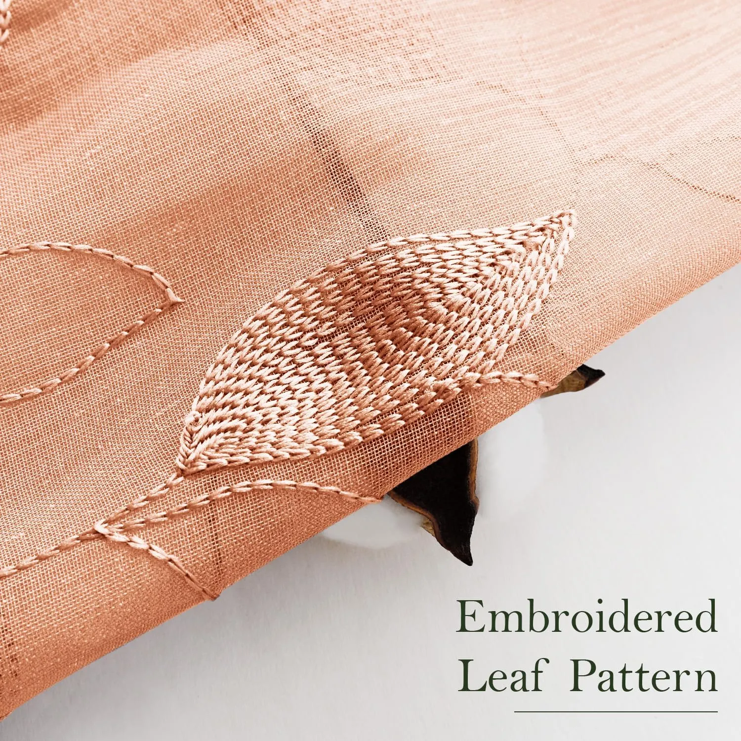 HOMEIDEAS Burnt Orange Sheer Curtains 84 Inches Long 2 Panels Embroidered Floral Pattern Semi Sheer Window Curtains for Bedroom Living Room