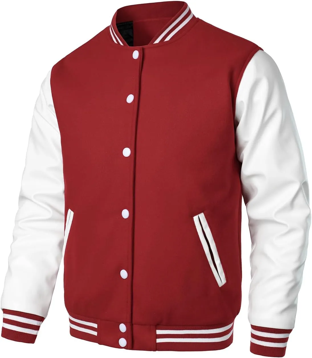 HOOD CREW Mens Varsity Jackets Faux Leather Sleeve Letterman Boys College Baseball Jacket