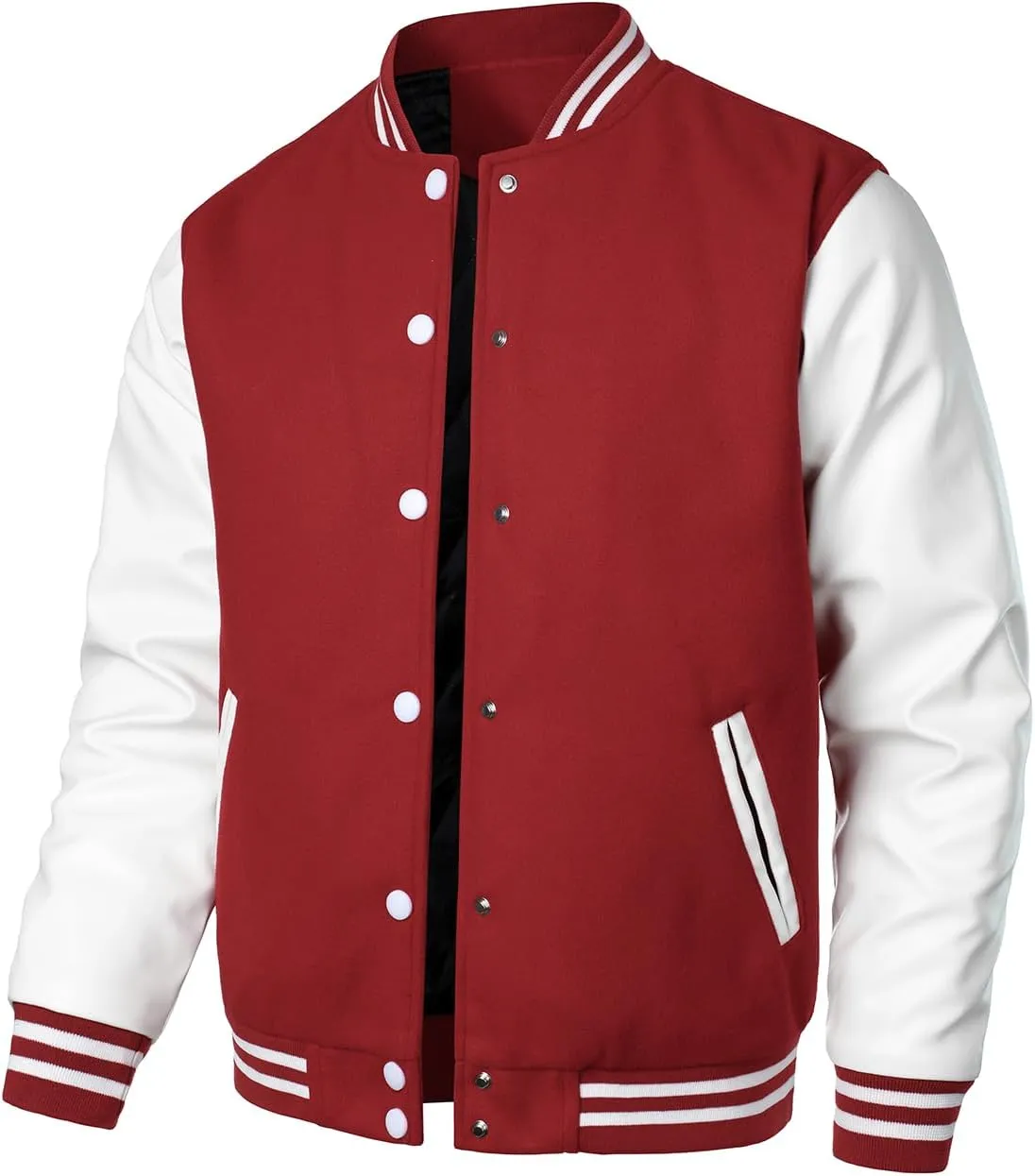 HOOD CREW Mens Varsity Jackets Faux Leather Sleeve Letterman Boys College Baseball Jacket