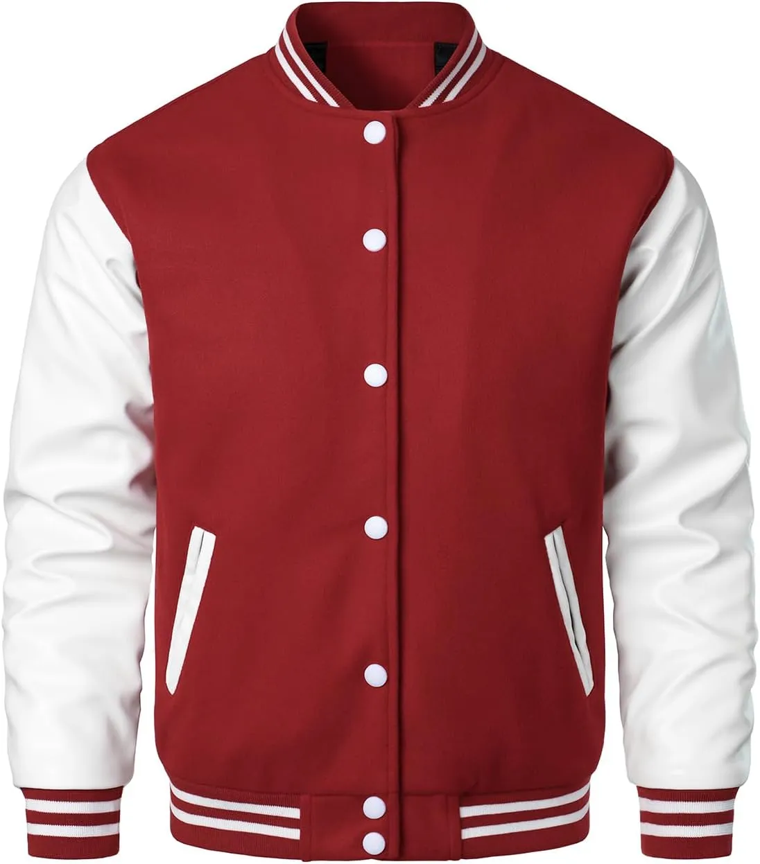 HOOD CREW Mens Varsity Jackets Faux Leather Sleeve Letterman Boys College Baseball Jacket